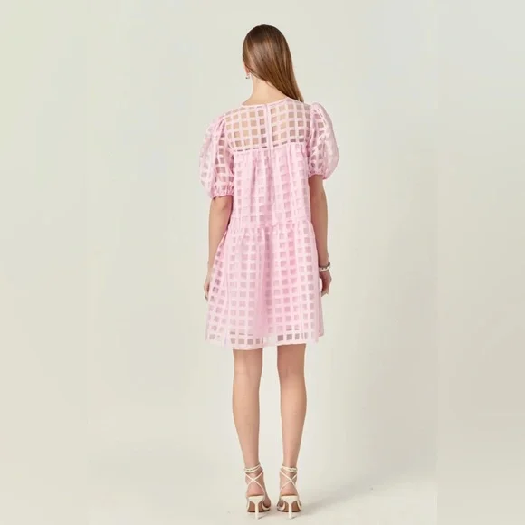 NWT- English Factory - Babydoll Dress with Puff Sleeves - size M - Picture 3 of 4